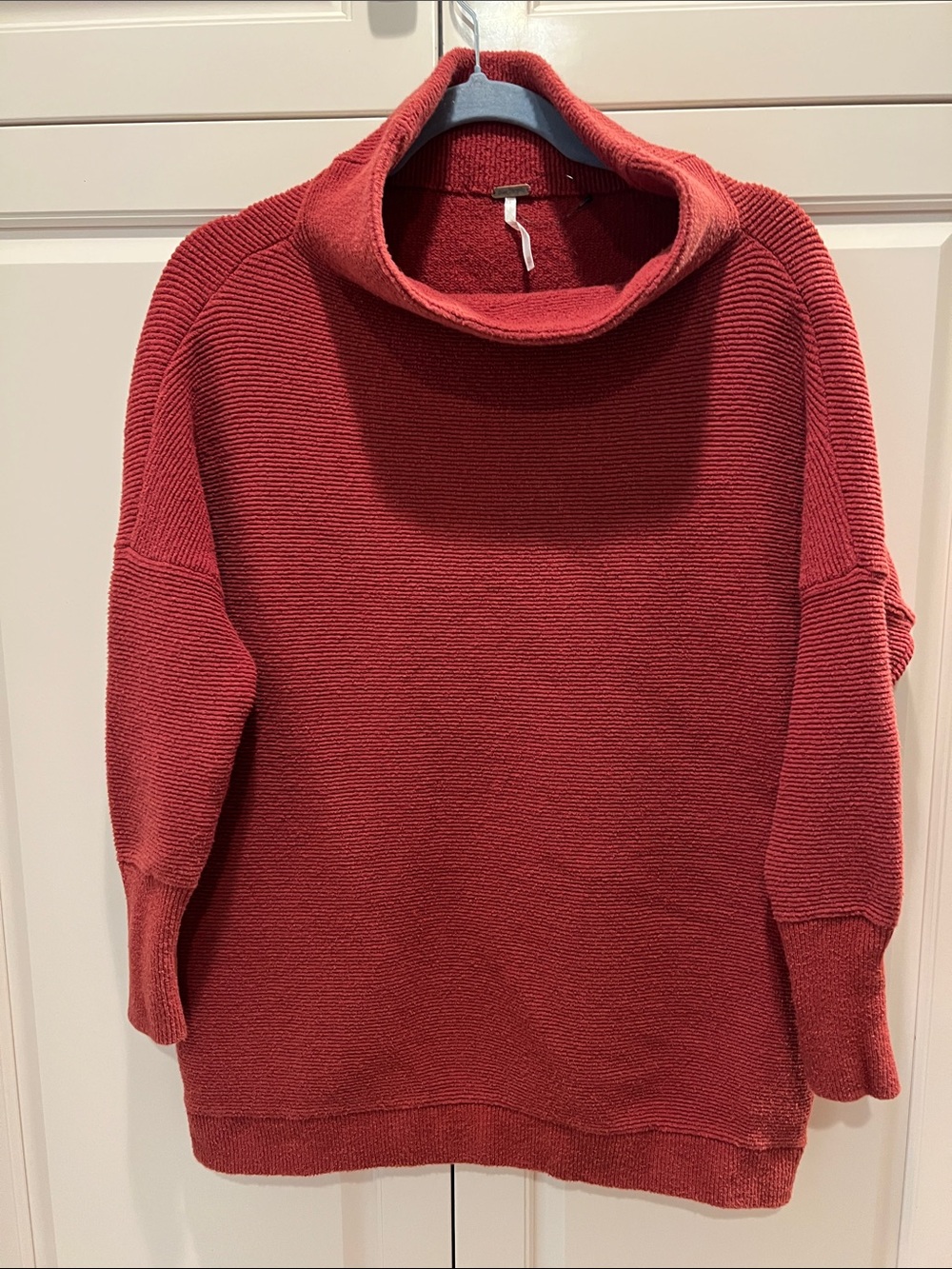 Free People Brick Red Funnel Neck Sweater